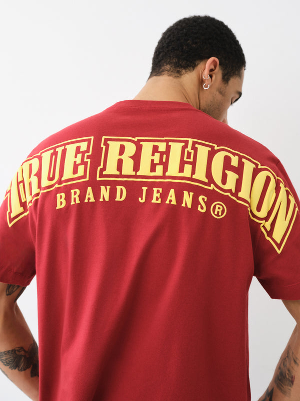 True Religion Relaxed T-Shirt Overseam Puff Red Dahlia