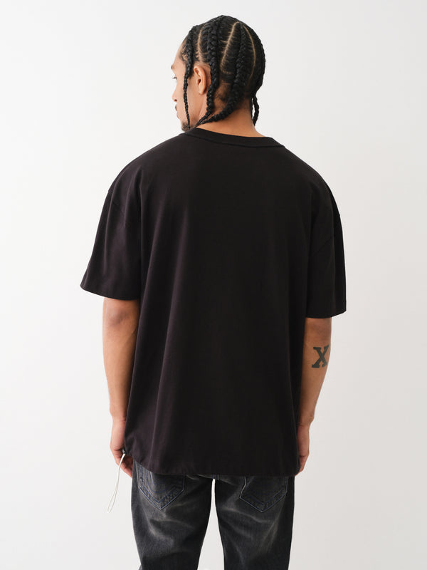 True Religion Drop Shoulder T-Shirt Embro Bunjee Jet Black