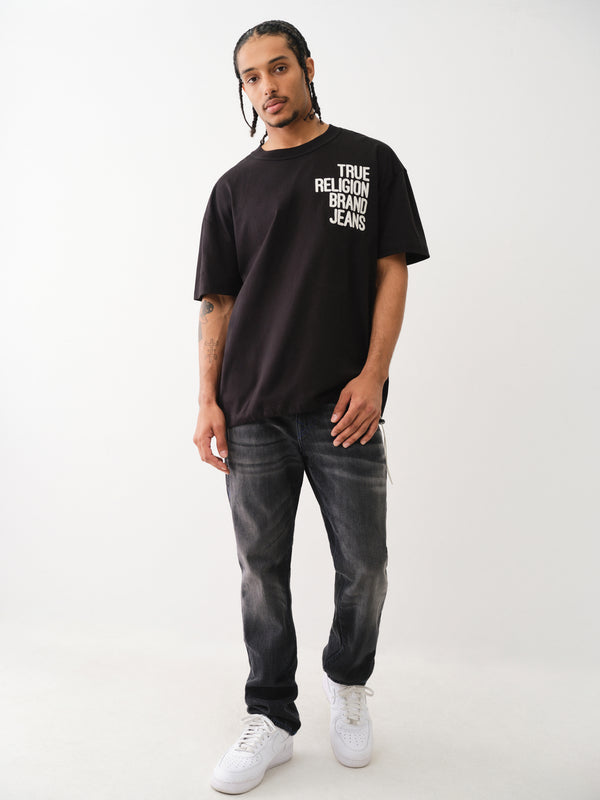 True Religion Drop Shoulder T-Shirt Embro Bunjee Jet Black