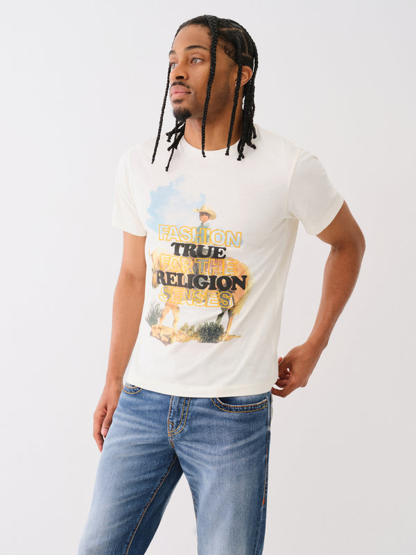 True Religion Waterbase T-Shirt Embro Cowboy Winter White