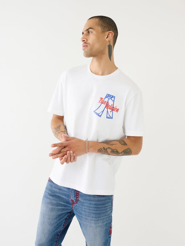 True Religion Relaxed T-Shirt Denim Puff Optic White