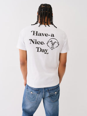 True Religion T-Shirt Have A Nice Day Puff White-True Religion