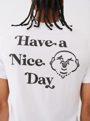 True Religion T-Shirt Have A Nice Day Puff White-True Religion