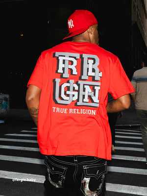 True Religion High Density Letter T-Shirt Washed Red-True Religion