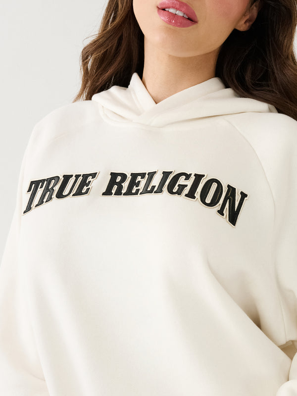 True Religion Hoodie Arched Logo Winter White