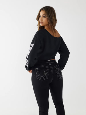 True Religion Off Shoulder Sweater Jet Black-True Religion