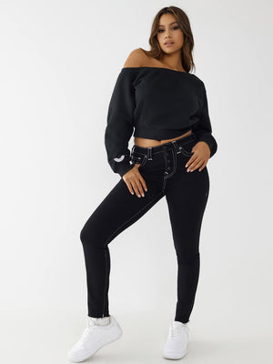 True Religion Off Shoulder Sweater Jet Black-True Religion