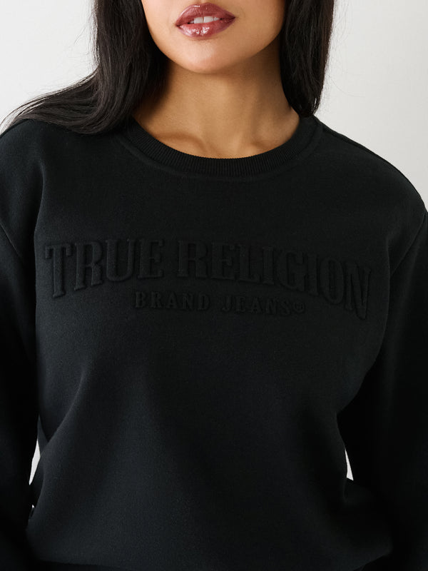 True Religion Relaxed Sweater Stacked Jet Black