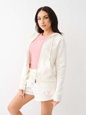 True Religion Jacket Embroidered Classic Hood Rosebud-True Religion