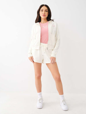 True Religion Jacket Embroidered Classic Hood Rosebud-True Religion