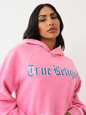 True Religion Washed Hoodie Ladies Magenta-True Religion