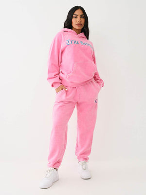 True Religion Washed Hoodie Ladies Magenta-True Religion