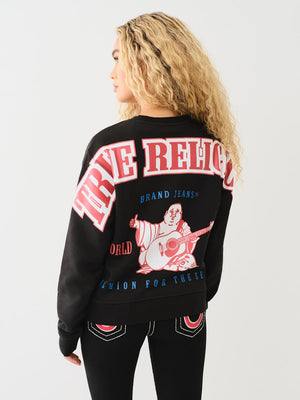 True Religion Anniversary Sweater Ladies Relaxed Jet Black-True Religion