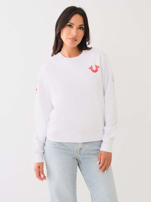 True Religion Anniversary Sweater Ladies Relaxed Optic White-True Religion