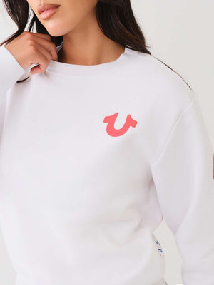 True Religion Anniversary Sweater Ladies Relaxed Optic White-True Religion