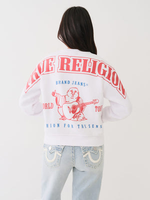 True Religion Anniversary Sweater Ladies Relaxed Optic White-True Religion