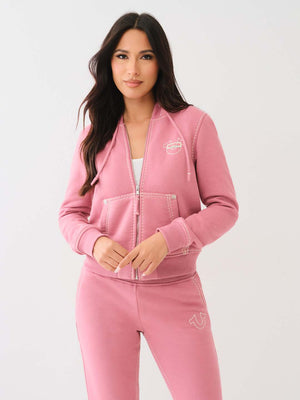 True Religion Big T Zip Up Hoodie Heather Rose-True Religion
