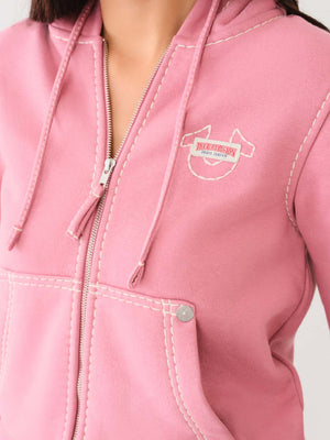 True Religion Big T Zip Up Hoodie Heather Rose-True Religion