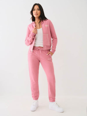 True Religion Big T Zip Up Hoodie Heather Rose-True Religion