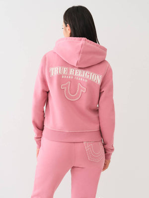 True Religion Big T Zip Up Hoodie Heather Rose-True Religion