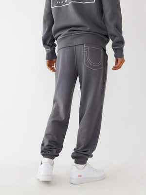 True Religion Big T Jogger Iron Gate/ Winter White-True Religion