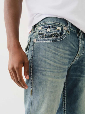True Religion Jean Ricky Super T Flap 3 Colour Logo Medium Wash-True Religion