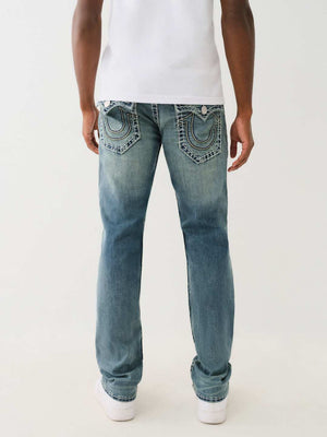 True Religion Jean Ricky Super T Flap 3 Colour Logo Medium Wash-True Religion