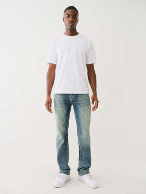 True Religion Jean Ricky Super T Flap 3 Colour Logo Medium Wash-True Religion