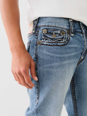 True Religion Jean Rocco Super T Flap 32in Zig Zag Gemini Light Wash-True Religion