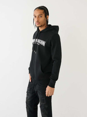 True Religion Sweater Painted HS Pullover Hoodie Jet Black-True Religion