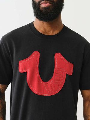 True Religion Crew SS Applique Tee Jet Black-True Religion