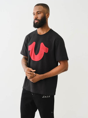 True Religion Crew SS Applique Tee Jet Black-True Religion