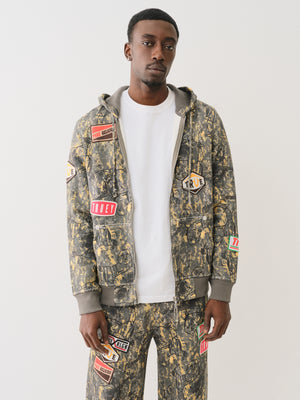 True Religion Patch Buddha Camo Big T Zip Up Buddha Camo-True Religion