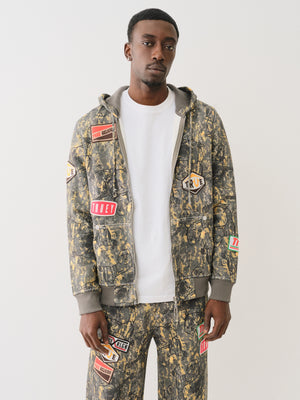 True Religion Patch Buddha Camo Big T Zip Up Buddha Camo-True Religion