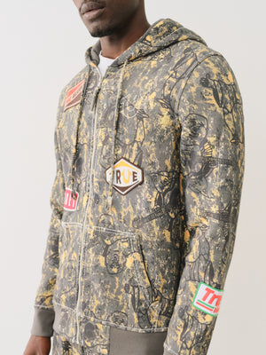 True Religion Patch Buddha Camo Big T Zip Up Buddha Camo-True Religion