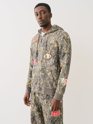 True Religion Patch Buddha Camo Big T Zip Up Buddha Camo-True Religion
