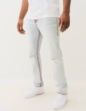 True Religion Rocco Super T Flap 32 In Blue Mariner Wash With Rips
