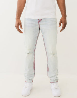 True Religion Rocco Super T Flap 32 In Blue Mariner Wash With Rips