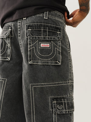 True Religion Baggy Big T Cargo Pant Bullet Black Wash-True Religion