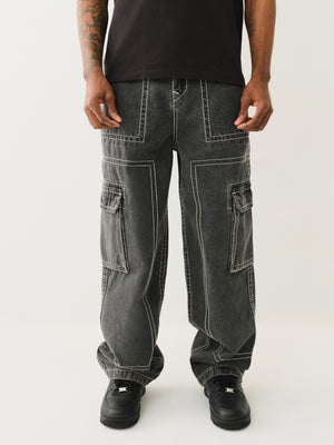 True Religion Baggy Big T Cargo Pant Bullet Black Wash-True Religion