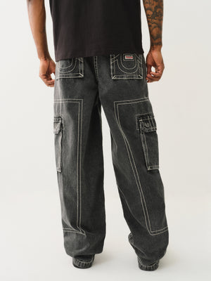 True Religion Baggy Big T Cargo Pant Bullet Black Wash-True Religion