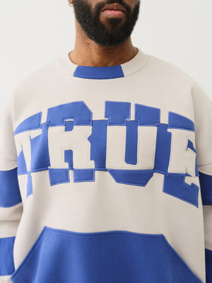 True Religion Curved Embro Sweatshirt Quiet Grey / Mazarine Blue-True Religion