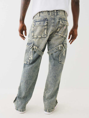True Religion Jeans Big T Strap Cargo With Zip Elizabeth ST Medium Wash-True Religion