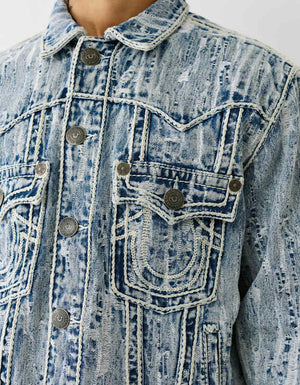 True Religion Ovr Dtrs Jacqrd Ropestitch Jkt City Lights Light Wash