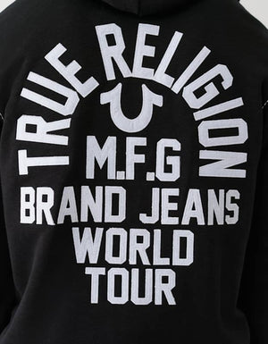 True Religion Big T Slub Zip Up Hoodie Jet Black