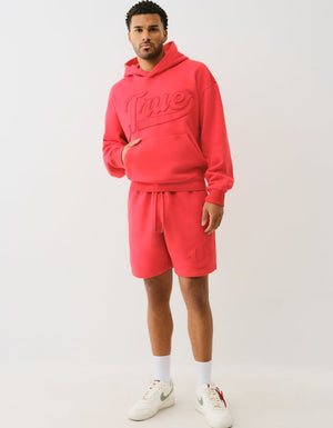 True Religion Cinched Applique Pullover Hood Molten Lava