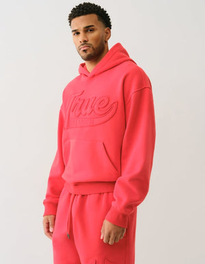 True Religion Cinched Applique Pullover Hood Molten Lava