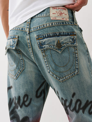 True Religion Airbrush Ricky Sn Flap 34In Buffalo Trail Light Wash-True Religion