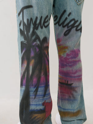 True Religion Airbrush Ricky Sn Flap 34In Buffalo Trail Light Wash-True Religion