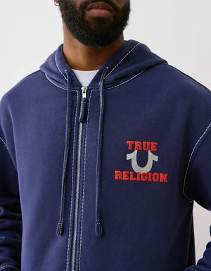 True Religion Bigt Vintage Metallic Zip Up Medieval Blue